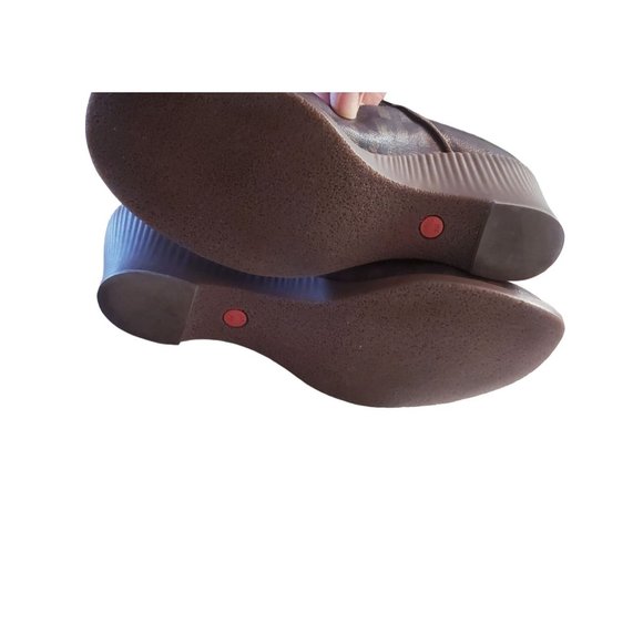 Camper Mary Jane heels size 40 wedge navy/brown checkered print, leather. - Picture 5 of 11